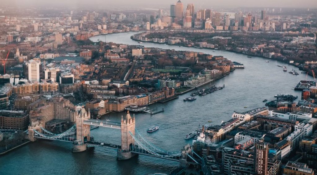 aerial photography of London skyline