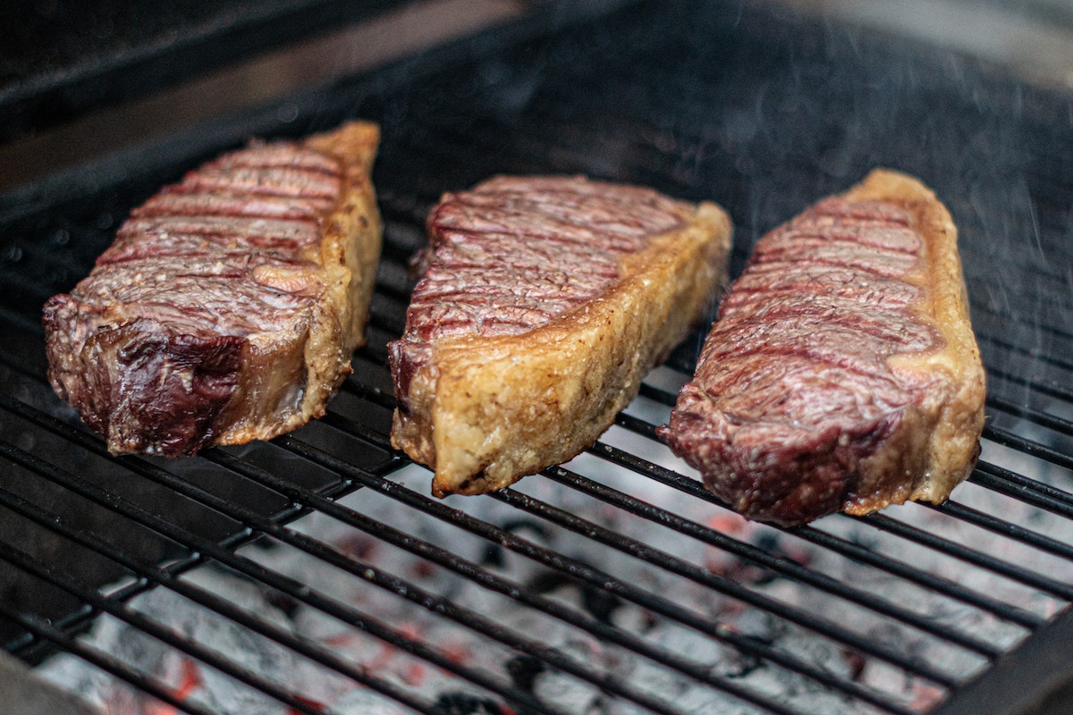 steak being grilled