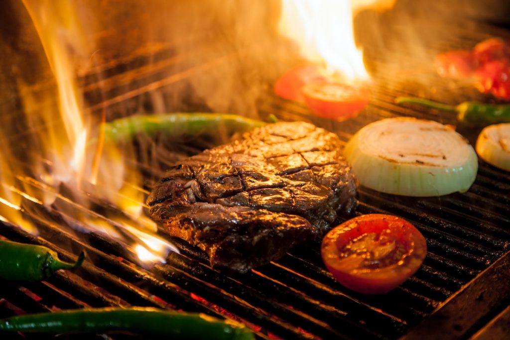 beef steak being grilled